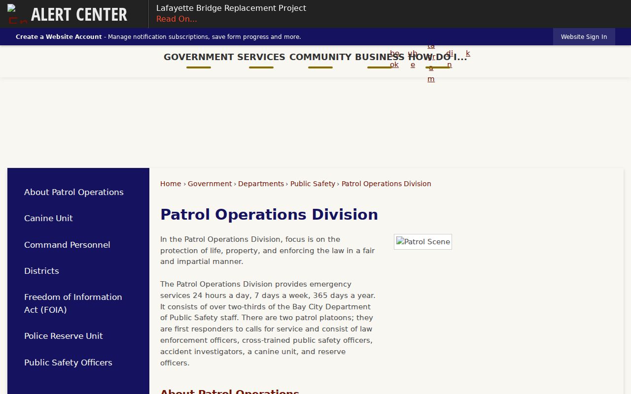 Bay City criminal records patrol operations in Bay County