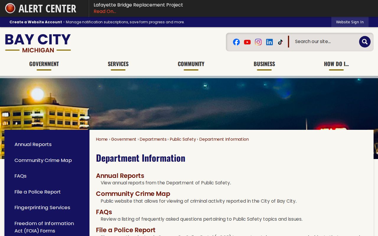 Bay City criminal history records in Bay County