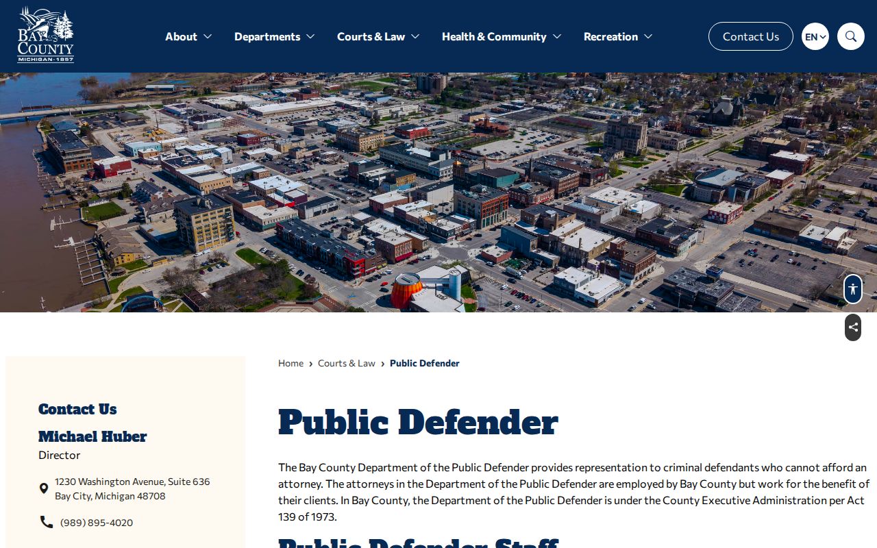 Bay County Public Defender office information for criminal court cases