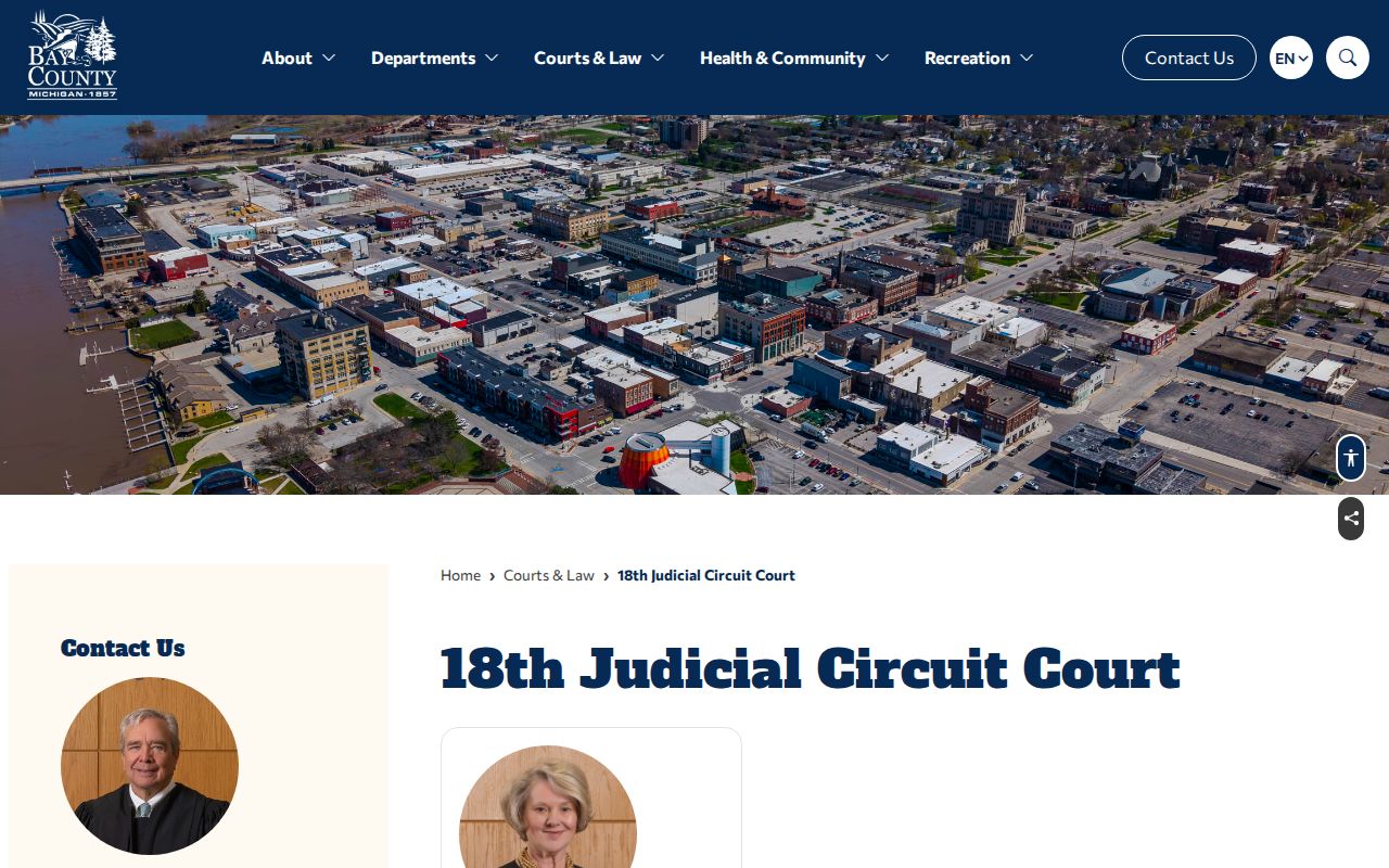 Bay County 18th Circuit Court official criminal case records page
